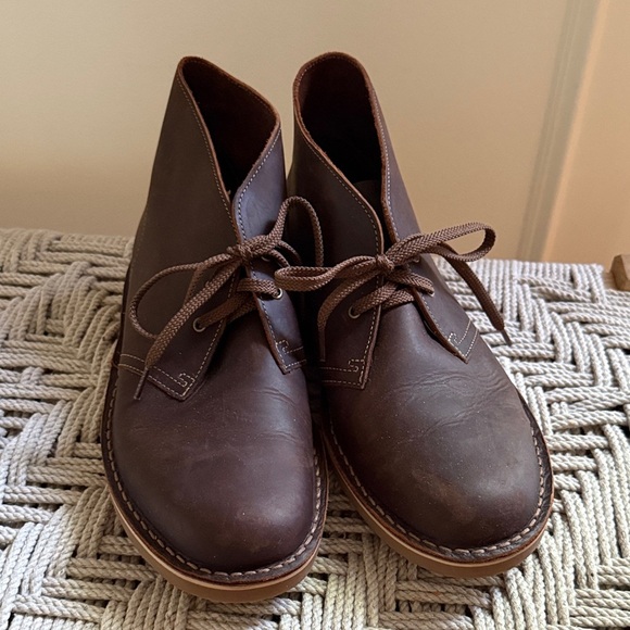 Clarks Bushacre Brown Leather Chukka Boots Men's 10 - Picture 1 of 9